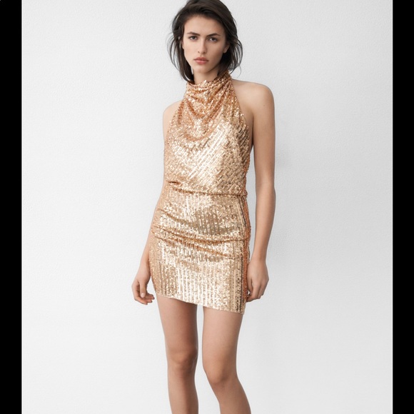 ZARA GOLD SEQUIN DRESS - Picture 5 of 14